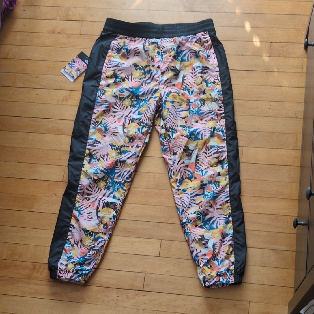 The North Face Pink Floral Joggers with Black Side Panels